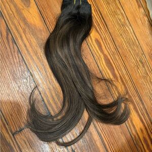 Wennalife full set 16” clip-in extensions dark brown with golden highlights